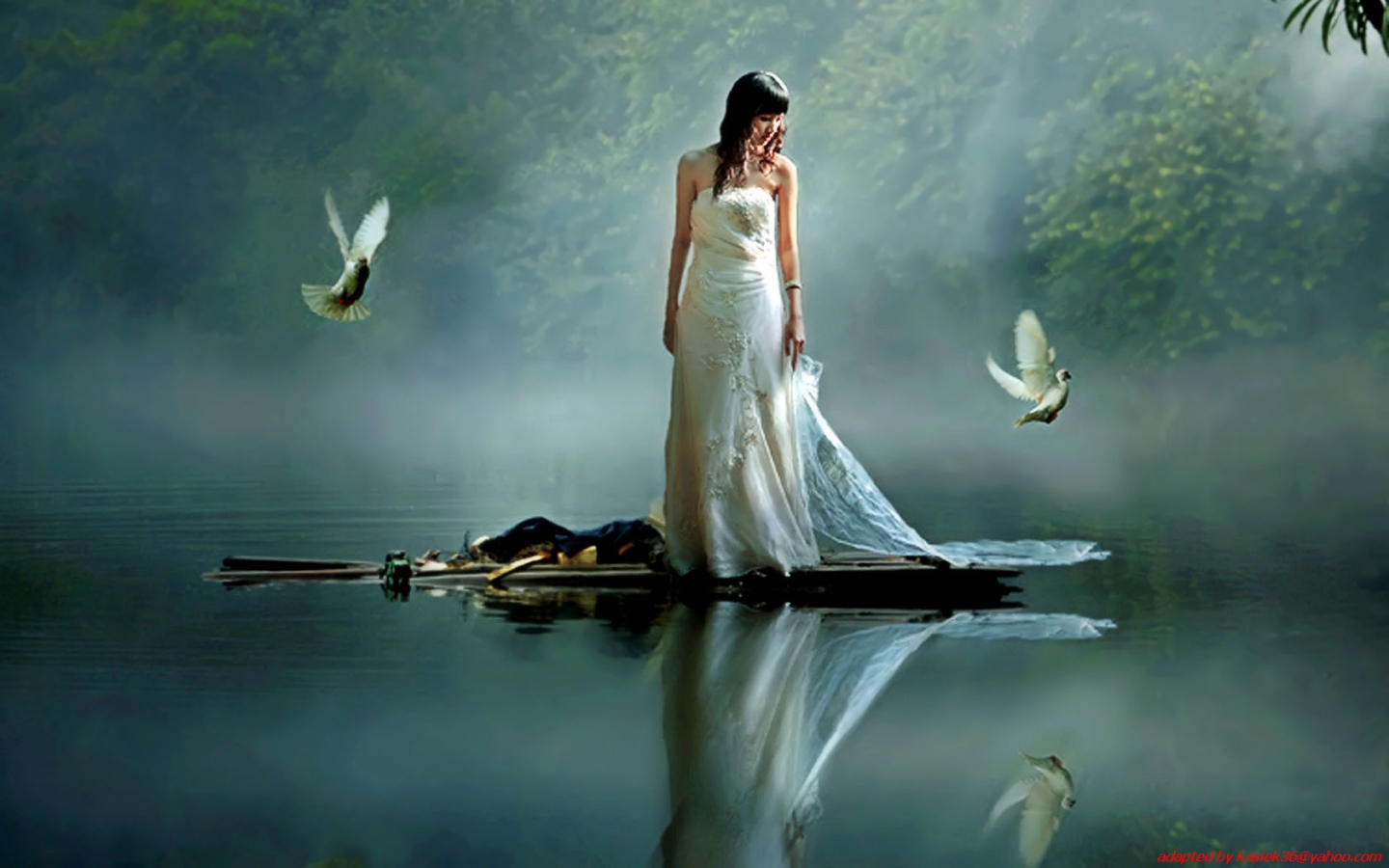 Словно белая луна. Отражение девушки в воде. Девушка над озером. Ангел воды. Девушка и озеро мистика.